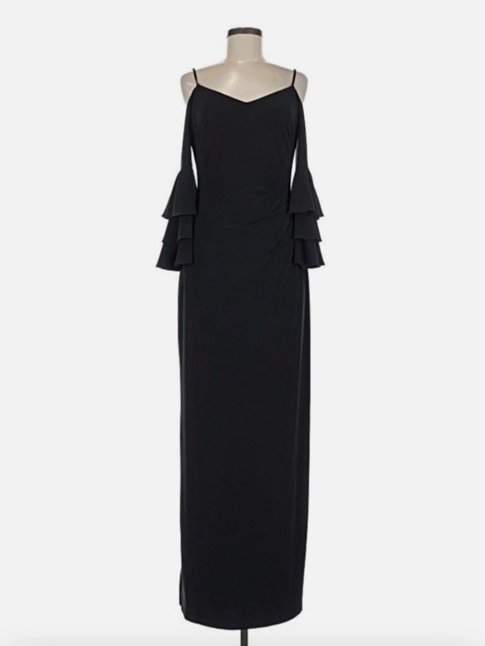 NWT Lauren Ralph Lauren Black Cold Shoulder Evening Gown size 2